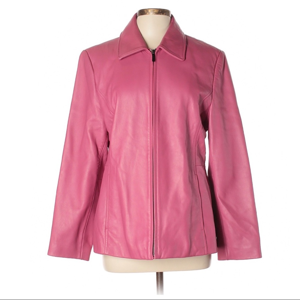 Pink Metallic Leather Jacket - Picture 3 of 6